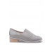 Gray Pointed Toe Patent Slip-Ons